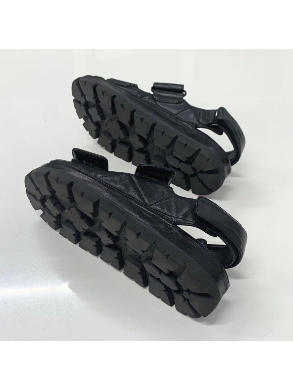 Prada Logo Padded Nappa Leather Velcro Sandals Black - Picture 6 of 10